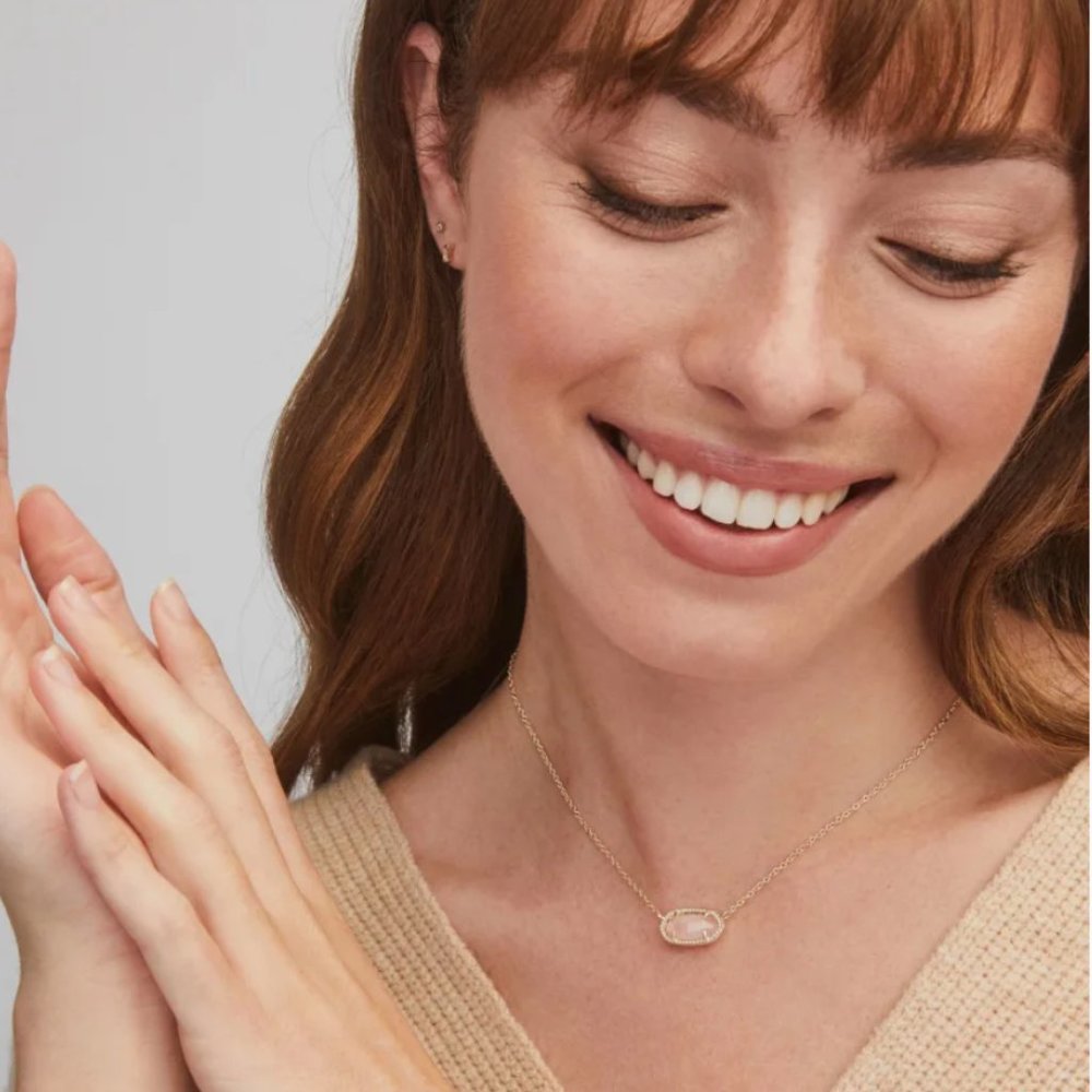 Two Kendra Scott Elisa Pendant Necklaces - Gold and Pink